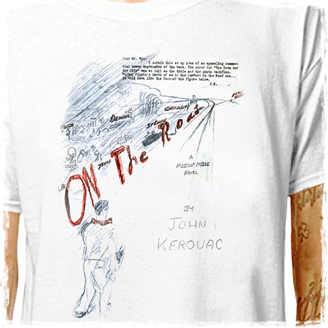 <title>Jack Kerouac T-SHIRT / On The Road - Draft Cover Illustration / Retro Inspired Steampunk Gothic Boho