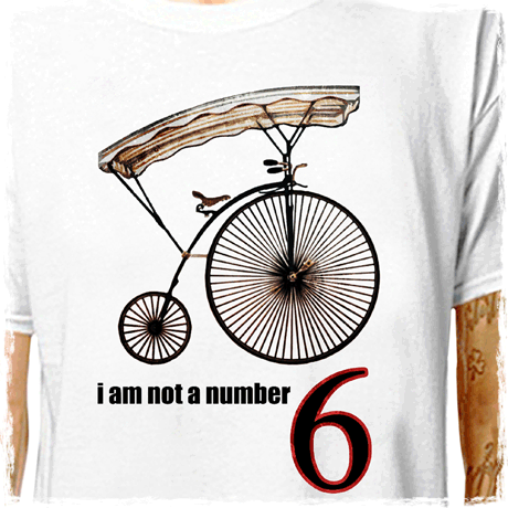 T-Shirt: The Prisoner - I Am Not A Number - Penny Farthing No 6 (LazyCarrot)